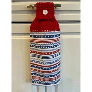 Crochet Top Kitchen Towel- Stars and Stripes 4th Of July Independence Day